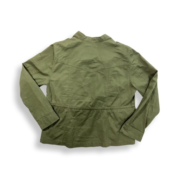 Torrid Jacket Women 00 (Med) Peplum Open Front Drawstring Retro Army Green Twill - Picture 4 of 13